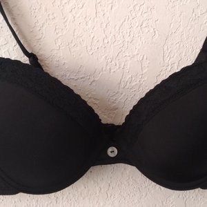 Izod Black and Lace Bra with Button Detail